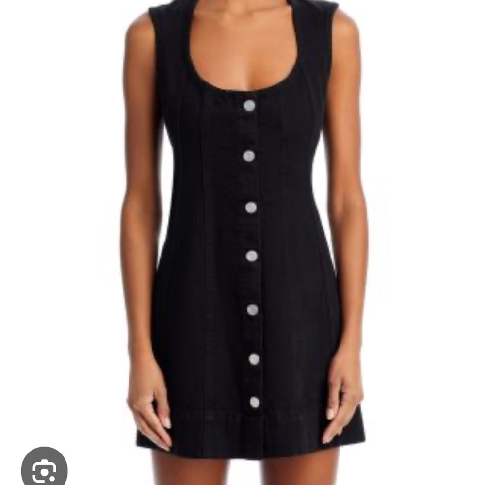 Frame Denim Black Button-Front Mini Dress